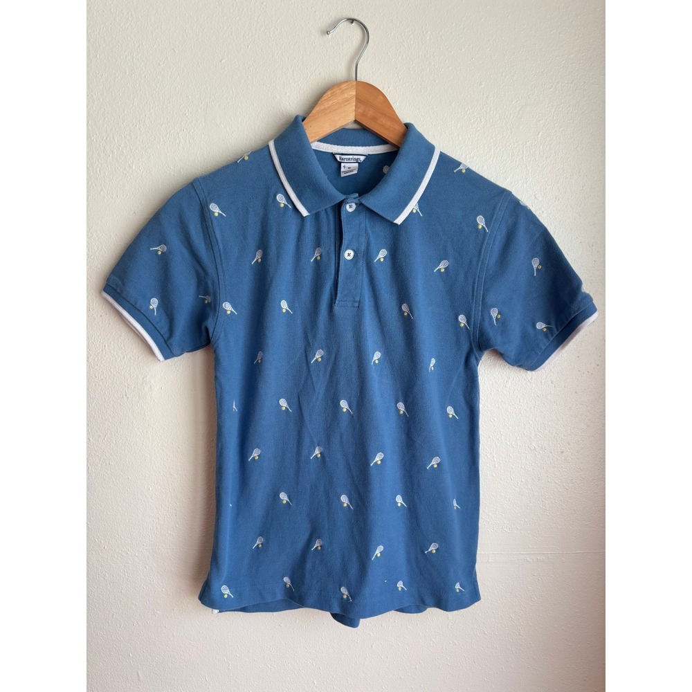 Hartstrings Kids Blue Tennis Print Short Sleeve Polo Shirt Size 10‎